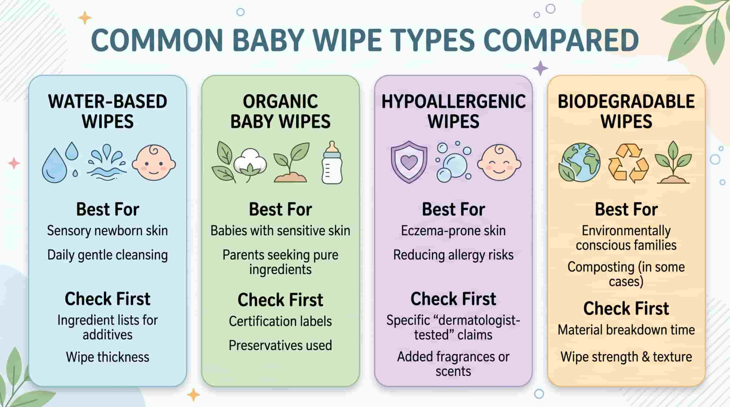 Common Baby Wipe Types Compared