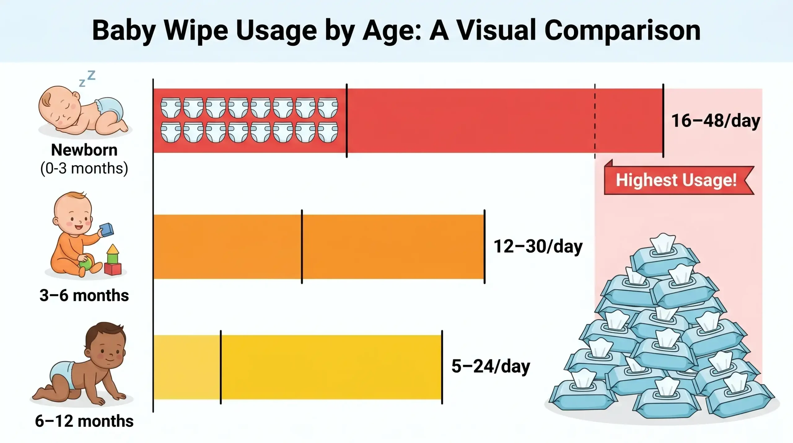 Estimated wipes per day by baby age